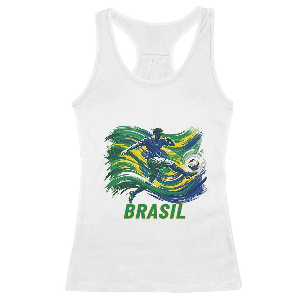 Brazil Soccer Fan Racerback Tank Top Brasil Flag Football Game Day Supporter TS14 White Print Your Wear