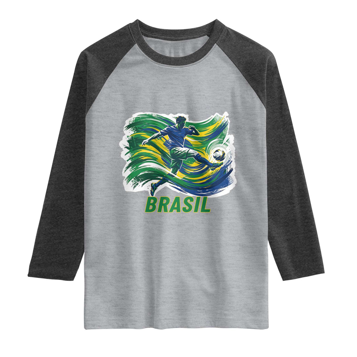 Brazil Soccer Fan Raglan Shirt Brasil Flag Football Game Day Supporter TS14 Heather Gray Heather Charcoal Print Your Wear