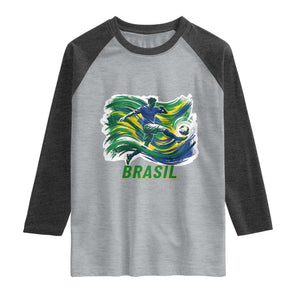 Brazil Soccer Fan Raglan Shirt Brasil Flag Football Game Day Supporter TS14 Heather Gray Heather Charcoal Print Your Wear