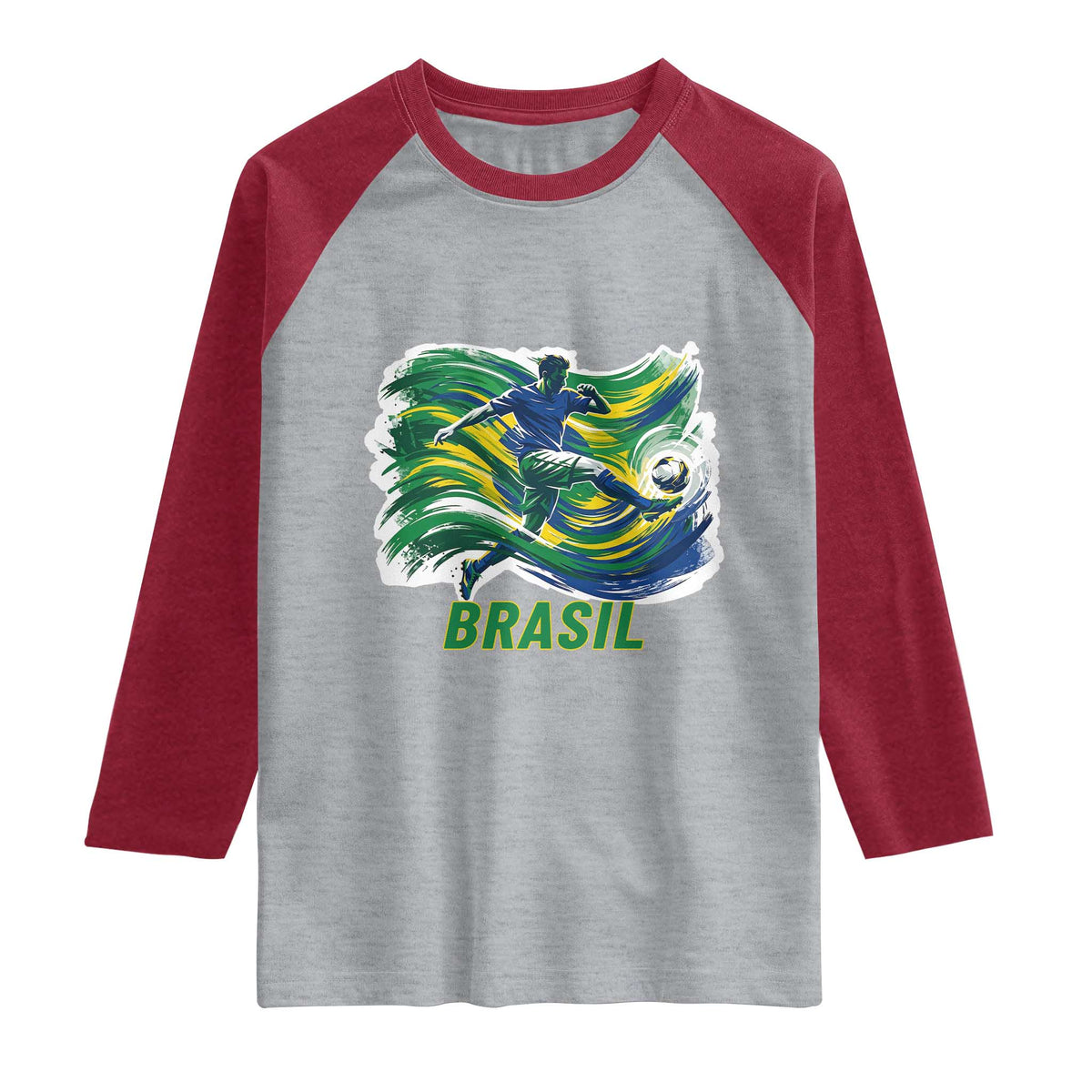 Brazil Soccer Fan Raglan Shirt Brasil Flag Football Game Day Supporter TS14 Heather Gray Heather Red Print Your Wear