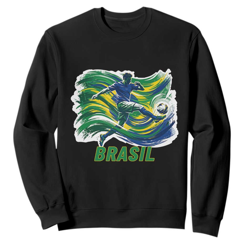 Brazil Soccer Fan Sweatshirt Brasil Flag Football Game Day Supporter TS14 Black Print Your Wear