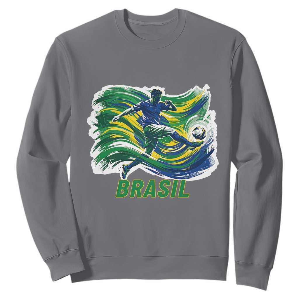 Brazil Soccer Fan Sweatshirt Brasil Flag Football Game Day Supporter TS14 S Charcoal Print Your Wear