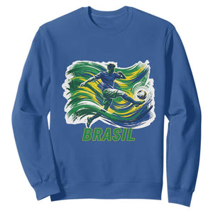 Brazil Soccer Fan Sweatshirt Brasil Flag Football Game Day Supporter TS14 Royal Blue Print Your Wear