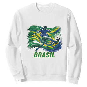 Brazil Soccer Fan Sweatshirt Brasil Flag Football Game Day Supporter TS14 White Print Your Wear