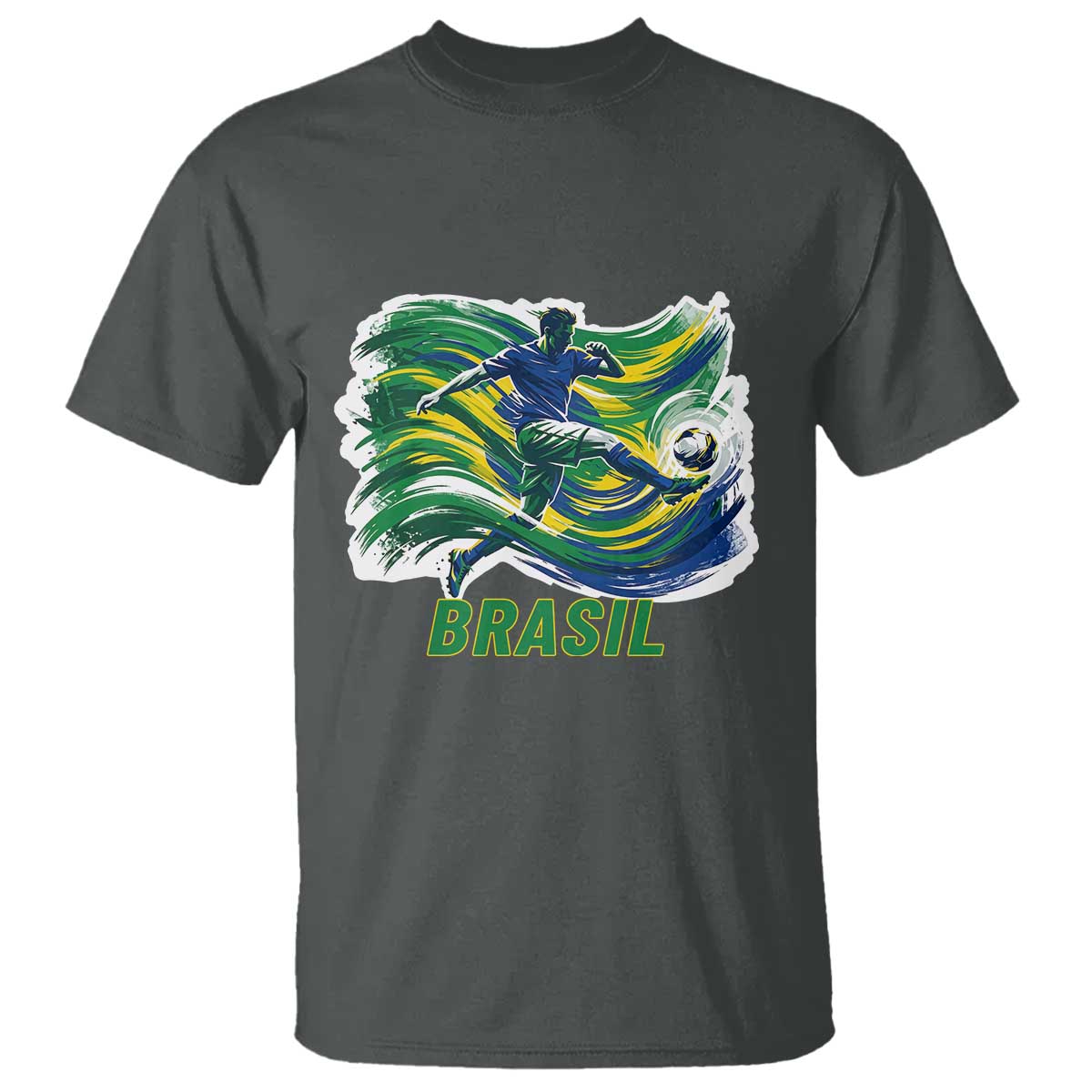 Brazil Soccer Fan T Shirt Brasil Flag Football Game Day Supporter TS14 Dark Heather Print Your Wear
