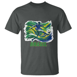 Brazil Soccer Fan T Shirt Brasil Flag Football Game Day Supporter TS14 Dark Heather Print Your Wear