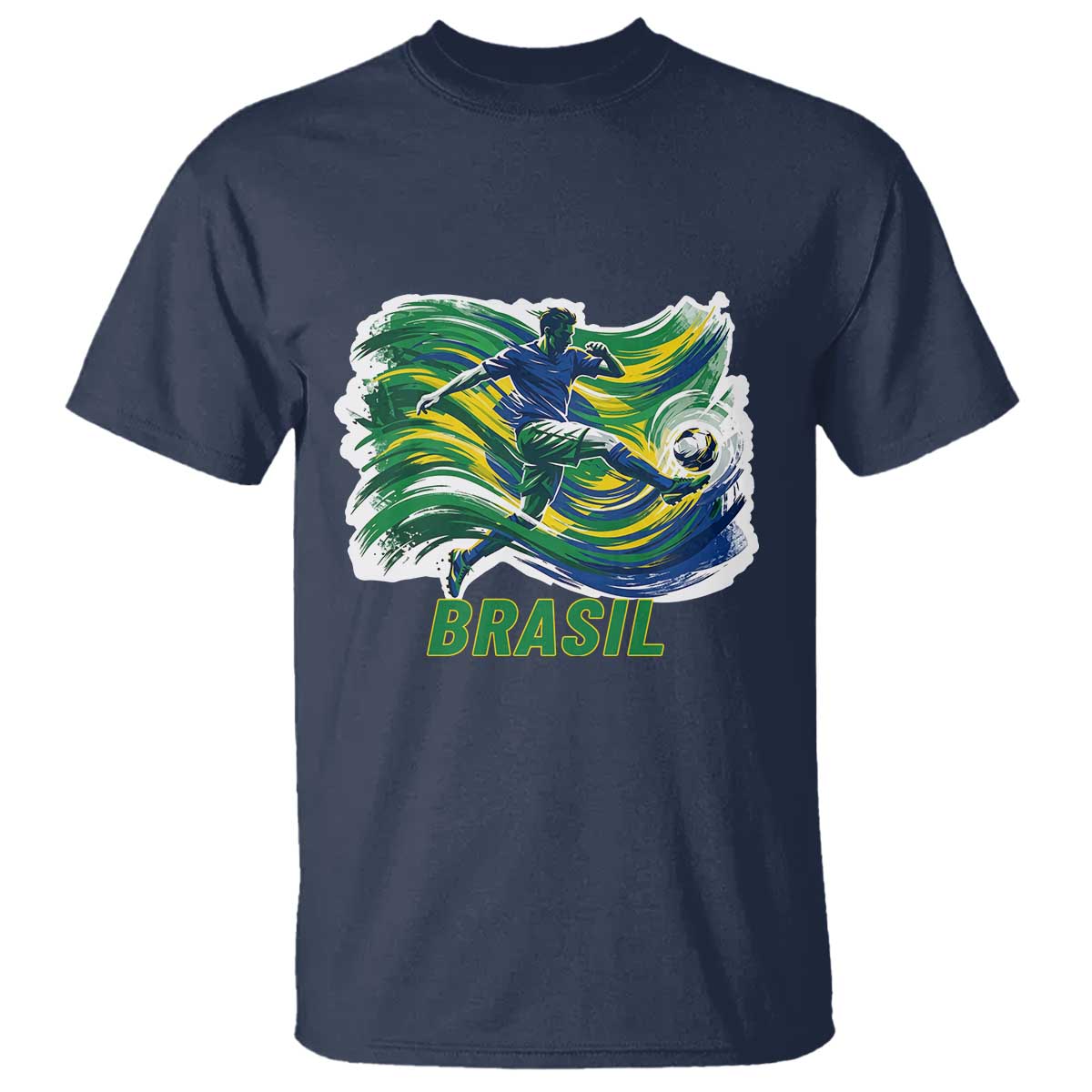Brazil Soccer Fan T Shirt Brasil Flag Football Game Day Supporter TS14 Navy Print Your Wear