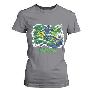 Brazil Soccer Fan T Shirt For Women Brasil Flag Football Game Day Supporter TS14 Charcoal Print Your Wear