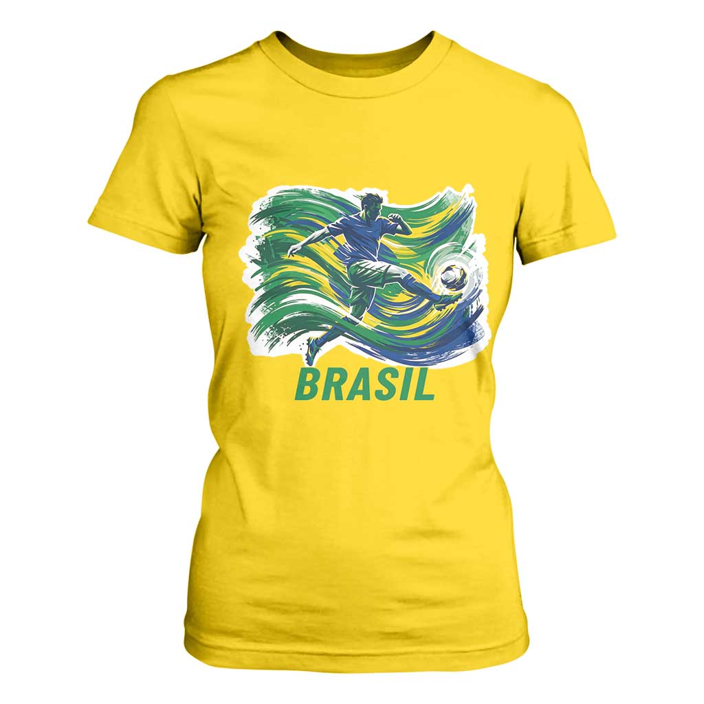 Brazil Soccer Fan T Shirt For Women Brasil Flag Football Game Day Supporter TS14 Daisy Print Your Wear