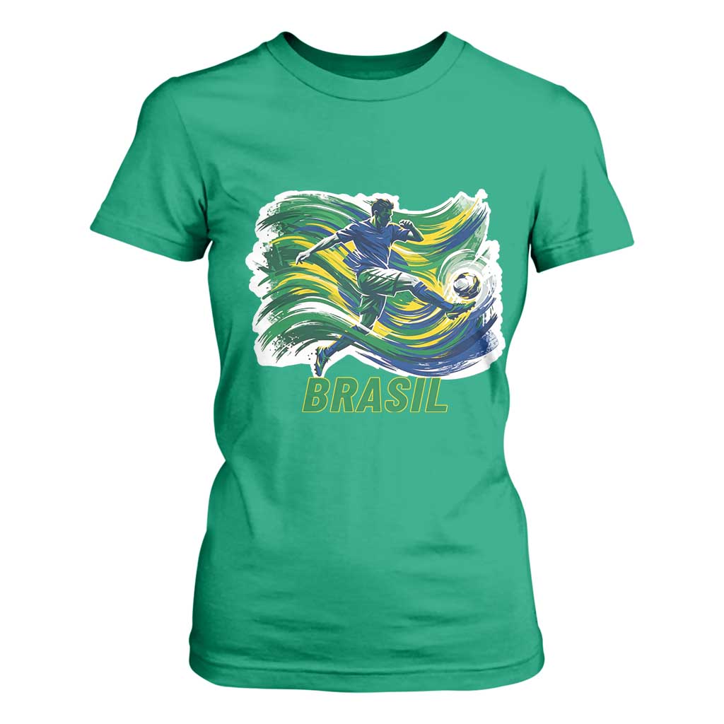 Brazil Soccer Fan T Shirt For Women Brasil Flag Football Game Day Supporter TS14 Irish Green Print Your Wear