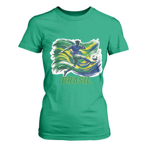 Brazil Soccer Fan T Shirt For Women Brasil Flag Football Game Day Supporter TS14 Irish Green Print Your Wear