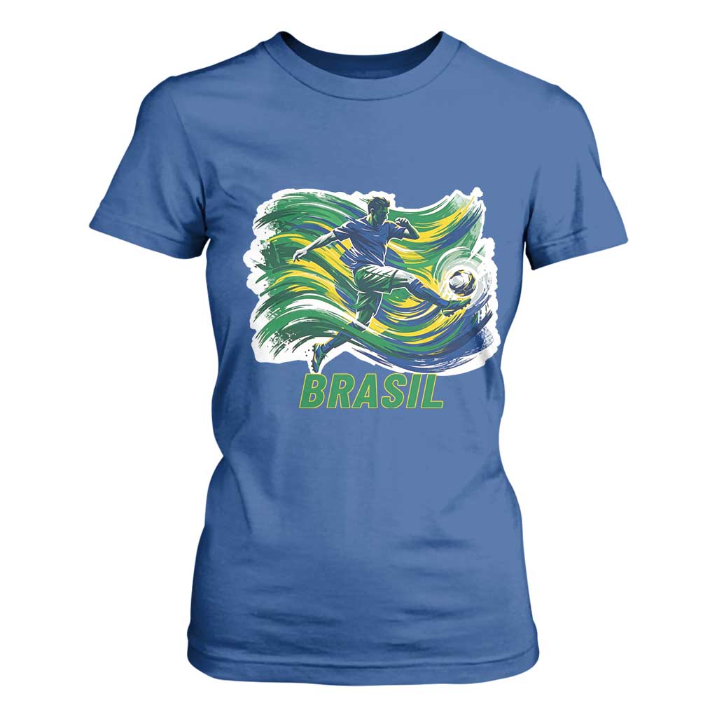 Brazil Soccer Fan T Shirt For Women Brasil Flag Football Game Day Supporter TS14 Royal Blue Print Your Wear