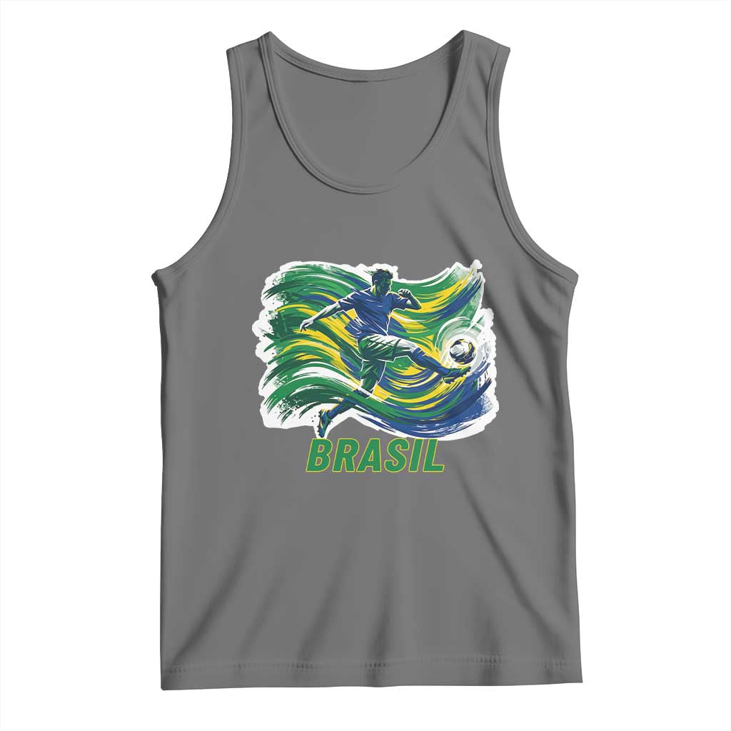 Brazil Soccer Fan Tank Top Brasil Flag Football Game Day Supporter TS14 Black Heather Print Your Wear