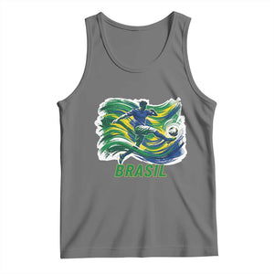 Brazil Soccer Fan Tank Top Brasil Flag Football Game Day Supporter TS14 Black Heather Print Your Wear