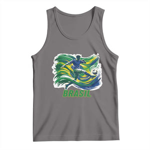 Brazil Soccer Fan Tank Top Brasil Flag Football Game Day Supporter TS14 Deep Heather Print Your Wear