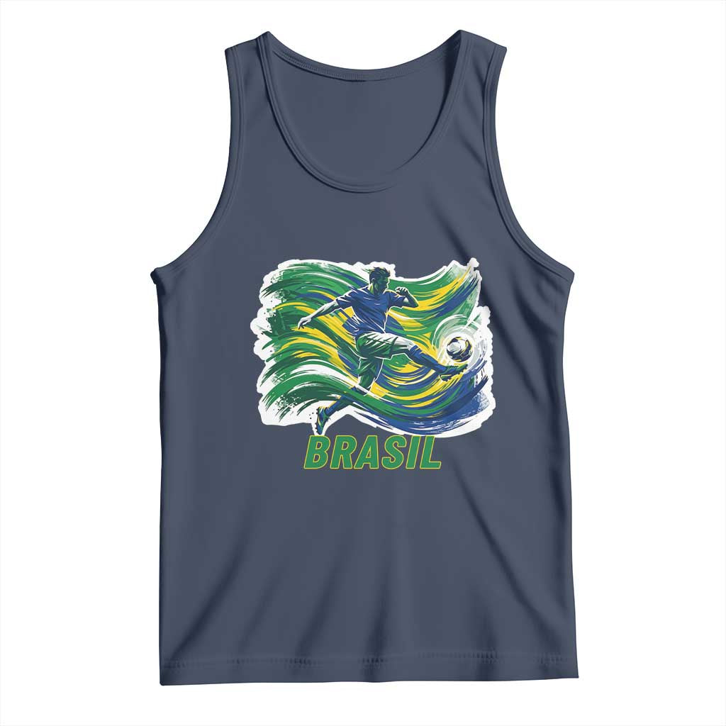 Brazil Soccer Fan Tank Top Brasil Flag Football Game Day Supporter TS14 Navy Print Your Wear