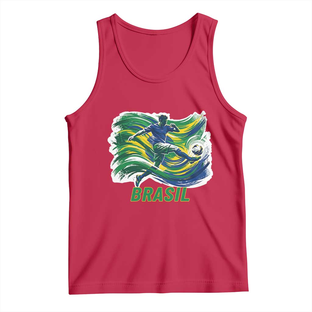 Brazil Soccer Fan Tank Top Brasil Flag Football Game Day Supporter TS14 Red Print Your Wear