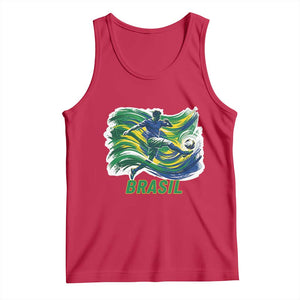 Brazil Soccer Fan Tank Top Brasil Flag Football Game Day Supporter TS14 Red Print Your Wear