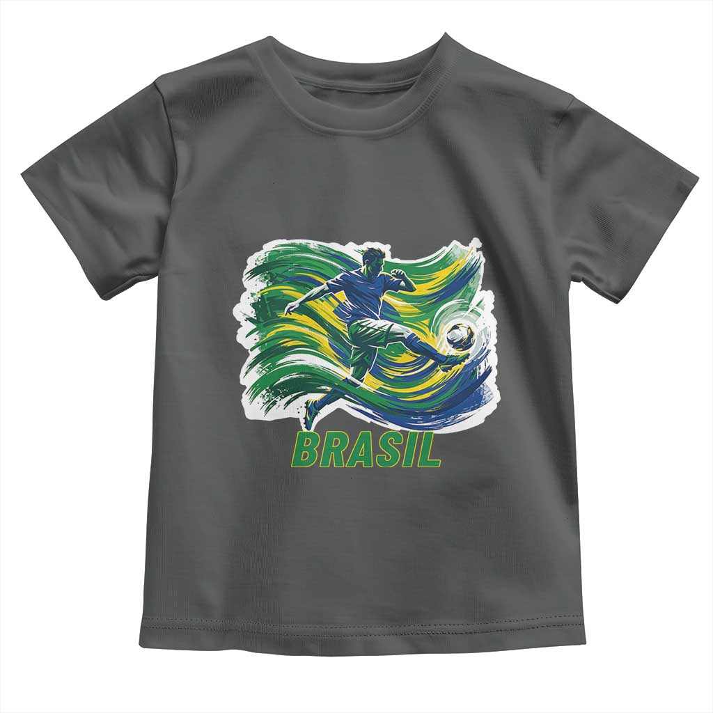 Brazil Soccer Fan Toddler T Shirt Brasil Flag Football Game Day Supporter TS14 Dark Heather Print Your Wear