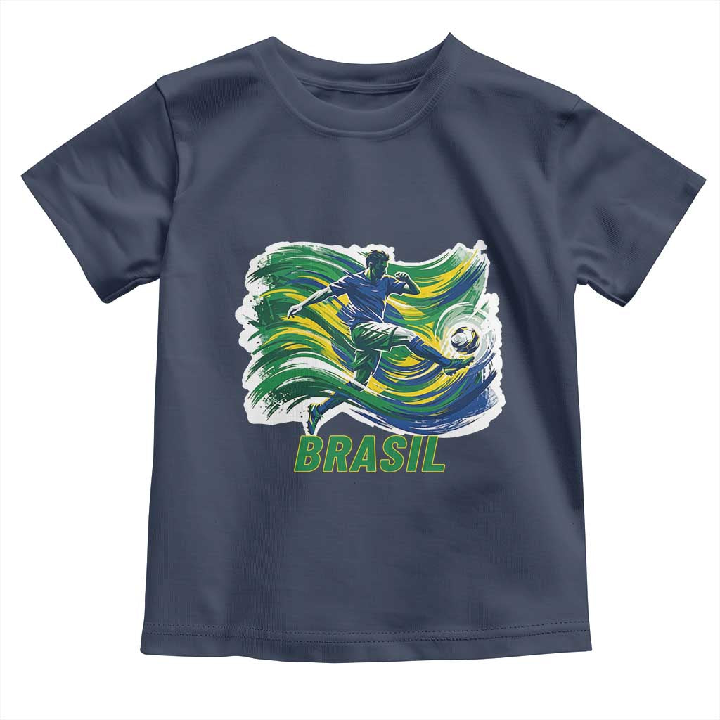 Brazil Soccer Fan Toddler T Shirt Brasil Flag Football Game Day Supporter TS14 Navy Print Your Wear
