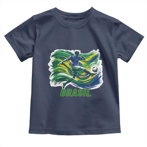 Brazil Soccer Fan Toddler T Shirt Brasil Flag Football Game Day Supporter TS14 Navy Print Your Wear