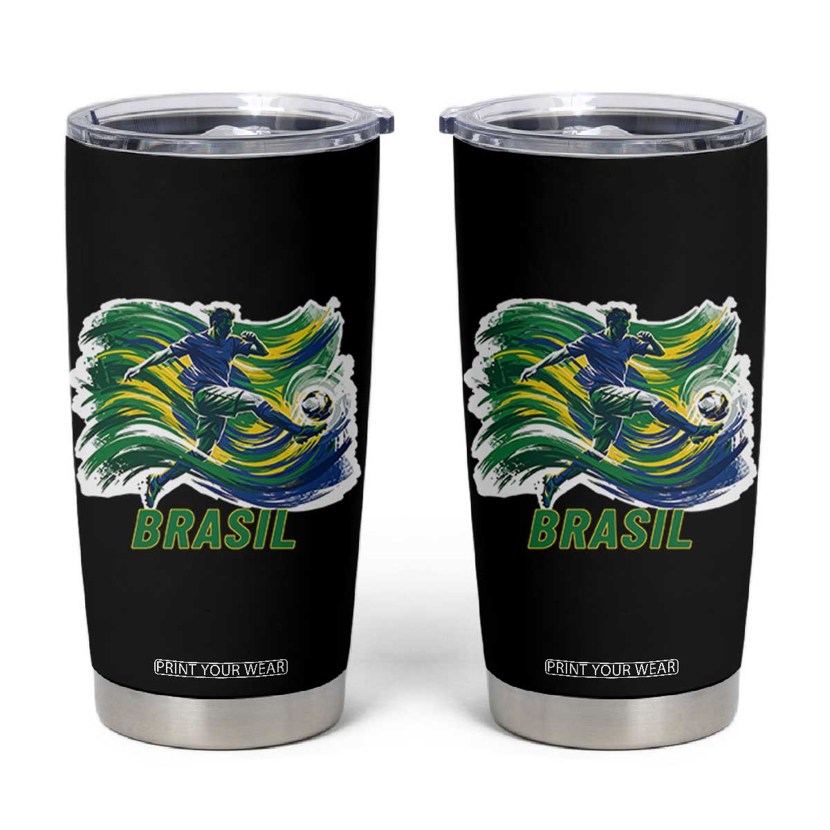 Brazil Soccer Fan Tumbler Cup Brasil Flag Football Game Day Supporter TS14 Black Print Your Wear
