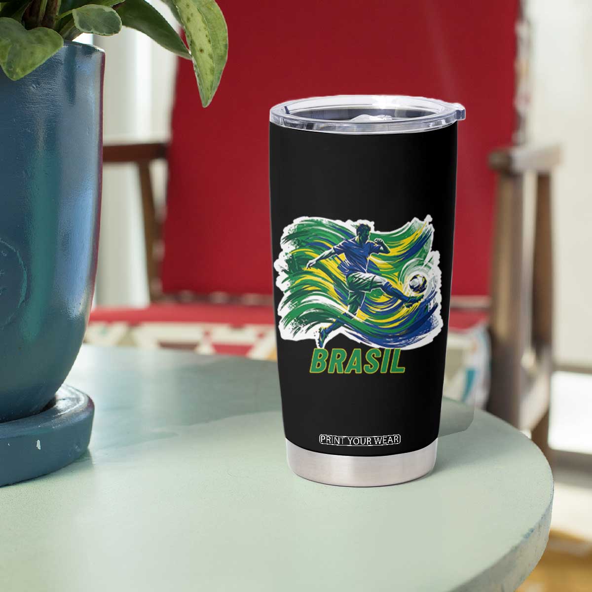 Brazil Soccer Fan Tumbler Cup Brasil Flag Football Game Day Supporter TS14 Print Your Wear