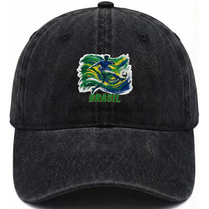 Brazil Soccer Fan Washed Cotton Baseball Cap Brasil Flag Football Game Day Supporter TS14 Print Your Wear