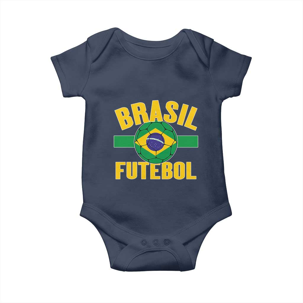 Brazil Soccer Football Fan Brasil Flag Baby Onesie TS14 Navy Print Your Wear