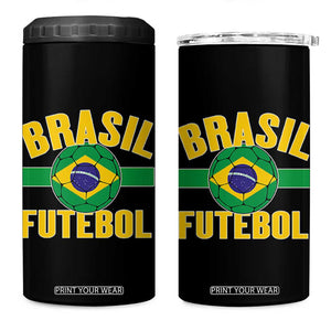 Brazil Soccer Football Fan Brasil Flag 4 in 1 Can Cooler Tumbler TS14 One Size: 16 oz Black Print Your Wear