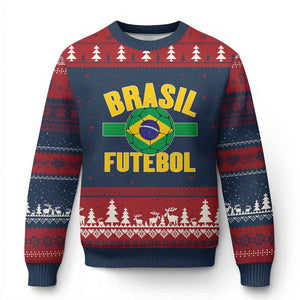 Brazil Soccer Football Fan Brasil Flag Ugly Christmas Sweater TS14 Navy Red Print Your Wear