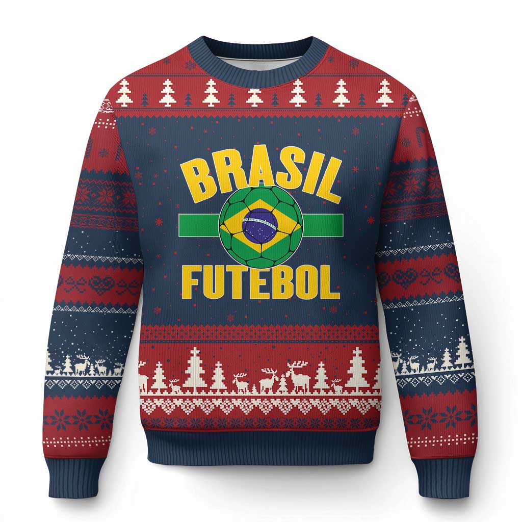 Brazil Soccer Football Fan Brasil Flag Ugly Christmas Sweater TS14 Navy Red Print Your Wear