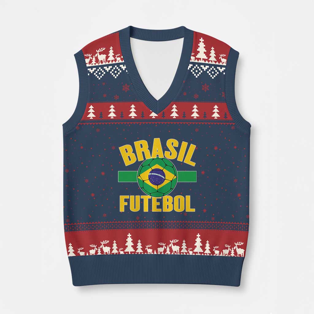 Brazil Soccer Football Fan Brasil Flag V-Neck Knit Sweater Vest TS14 Navy Red Print Your Wear
