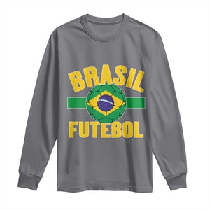Brazil Soccer Football Fan Brasil Flag Long Sleeve Shirt TS14 Charcoal Print Your Wear