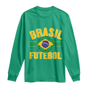 Brazil Soccer Football Fan Brasil Flag Long Sleeve Shirt TS14 Irish Green Print Your Wear