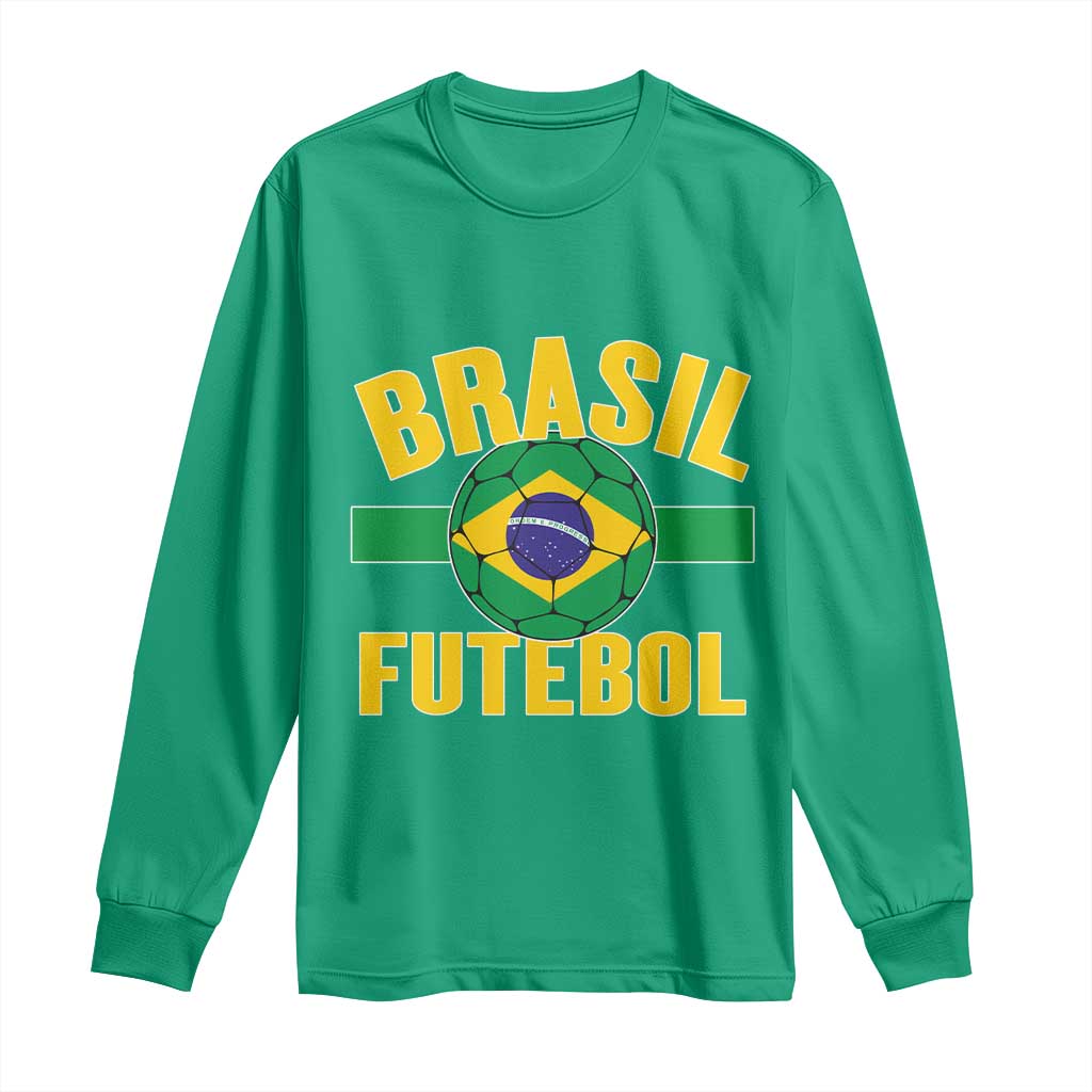 Brazil Soccer Football Fan Brasil Flag Long Sleeve Shirt TS14 Irish Green Print Your Wear