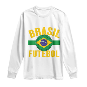 Brazil Soccer Football Fan Brasil Flag Long Sleeve Shirt TS14 White Print Your Wear