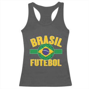 Brazil Soccer Football Fan Brasil Flag Racerback Tank Top TS14 Dark Heather Print Your Wear
