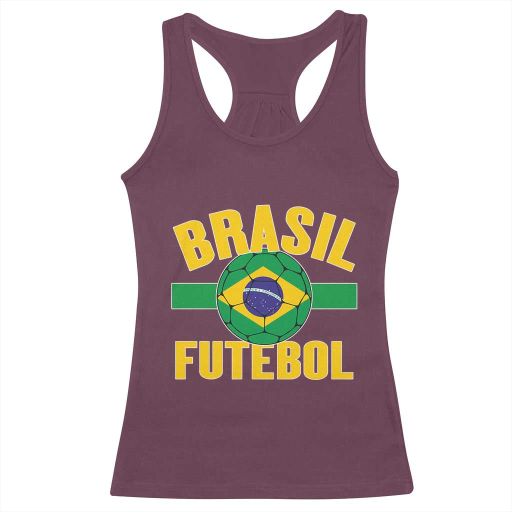 Brazil Soccer Football Fan Brasil Flag Racerback Tank Top TS14 Maroon Print Your Wear