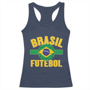 Brazil Soccer Football Fan Brasil Flag Racerback Tank Top TS14 Navy Print Your Wear