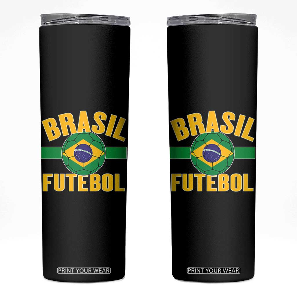 Brazil Soccer Football Fan Brasil Flag Skinny Tumbler TS14 Black Print Your Wear