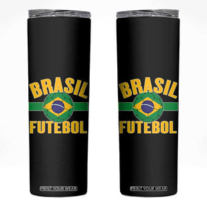 Brazil Soccer Football Fan Brasil Flag Skinny Tumbler TS14 Black Print Your Wear