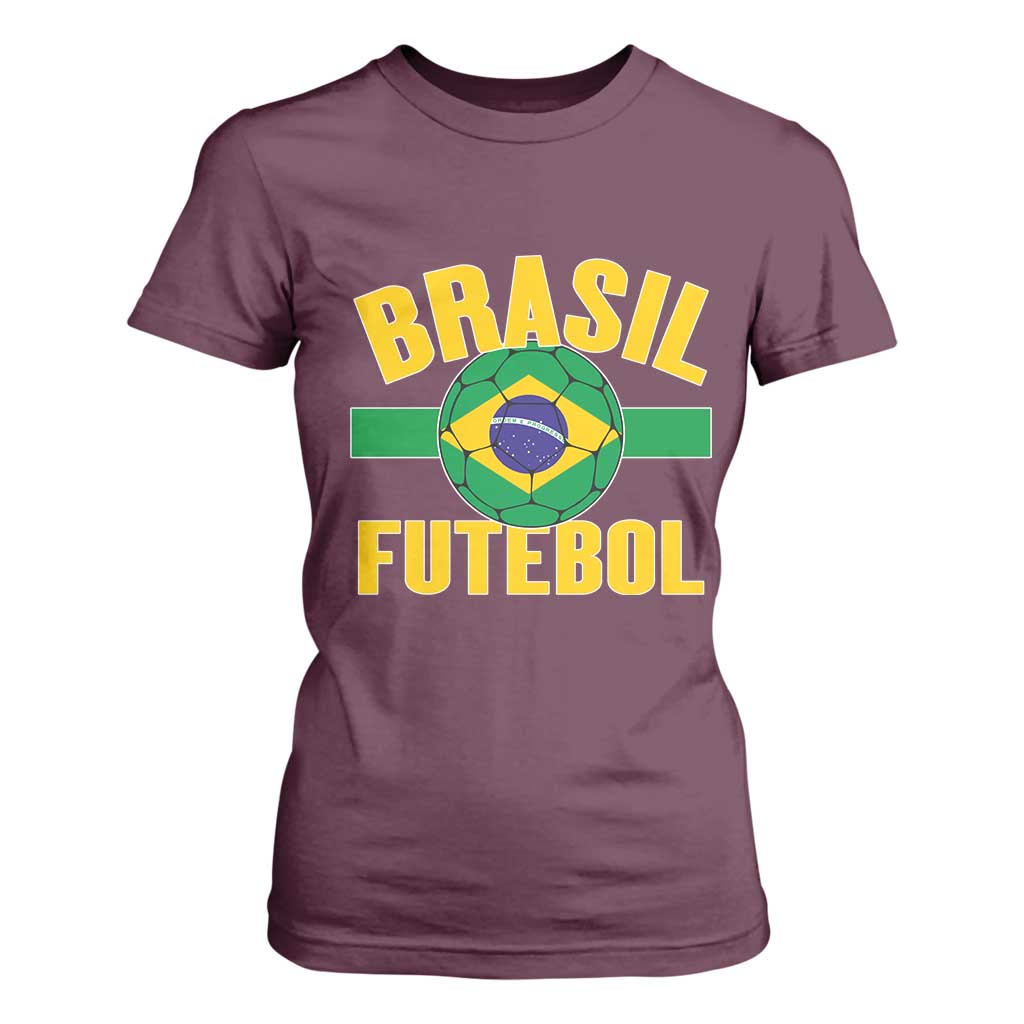 Brazil Soccer Football Fan Brasil Flag T Shirt For Women TS14 Maroon Print Your Wear