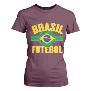 Brazil Soccer Football Fan Brasil Flag T Shirt For Women TS14 Maroon Print Your Wear