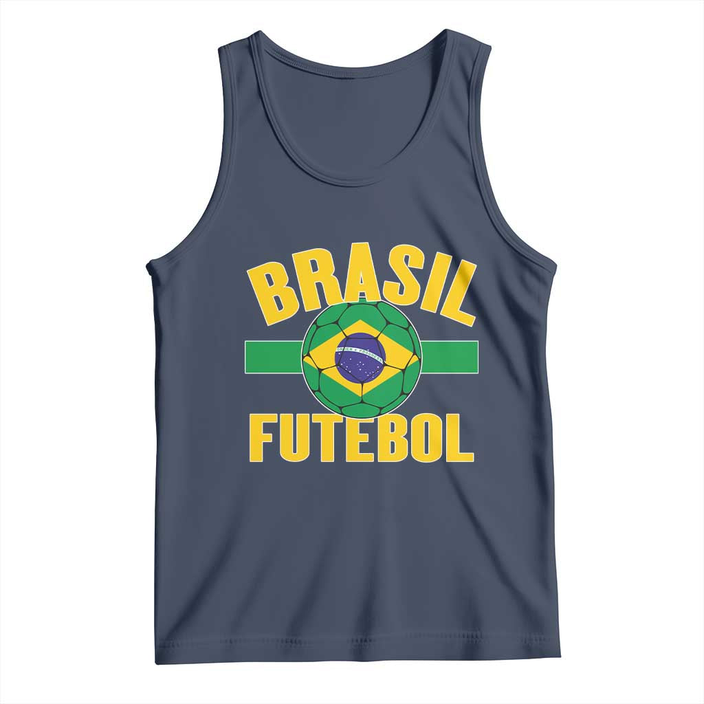 Brazil Soccer Football Fan Brasil Flag Tank Top TS14 Navy Print Your Wear