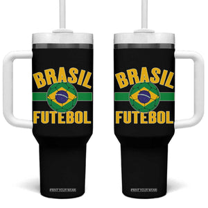 Brazil Soccer Football Fan Brasil Flag Tumbler With Handle TS14 One Size: 40 oz Black Print Your Wear