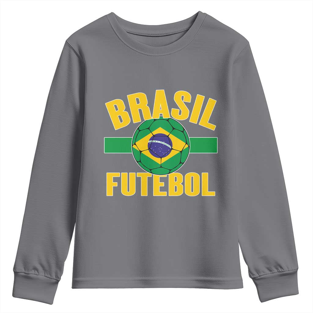 Brazil Soccer Football Fan Brasil Flag Youth Sweatshirt TS14 Charcoal Print Your Wear