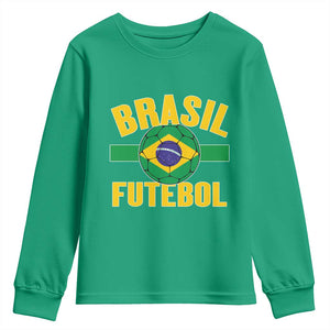 Brazil Soccer Football Fan Brasil Flag Youth Sweatshirt TS14 Irish Green Print Your Wear