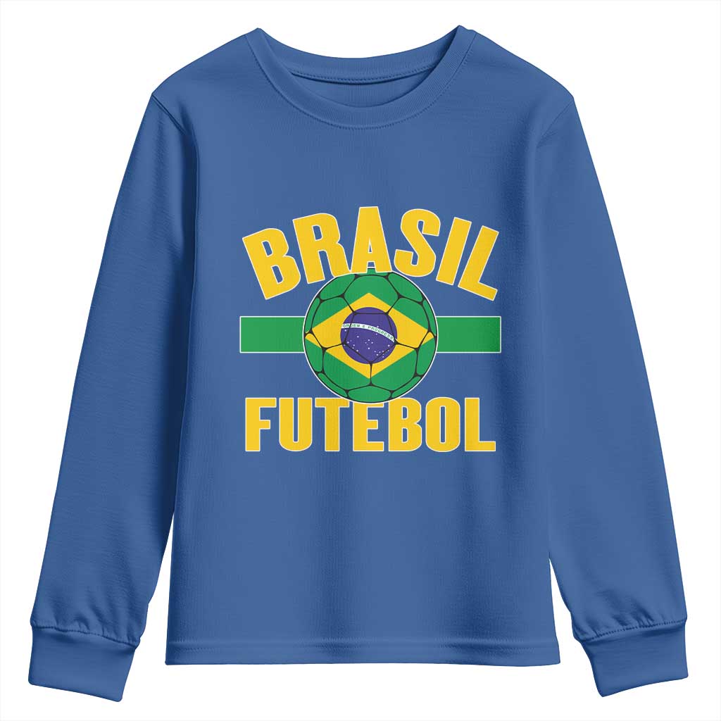 Brazil Soccer Football Fan Brasil Flag Youth Sweatshirt TS14 Royal Blue Print Your Wear