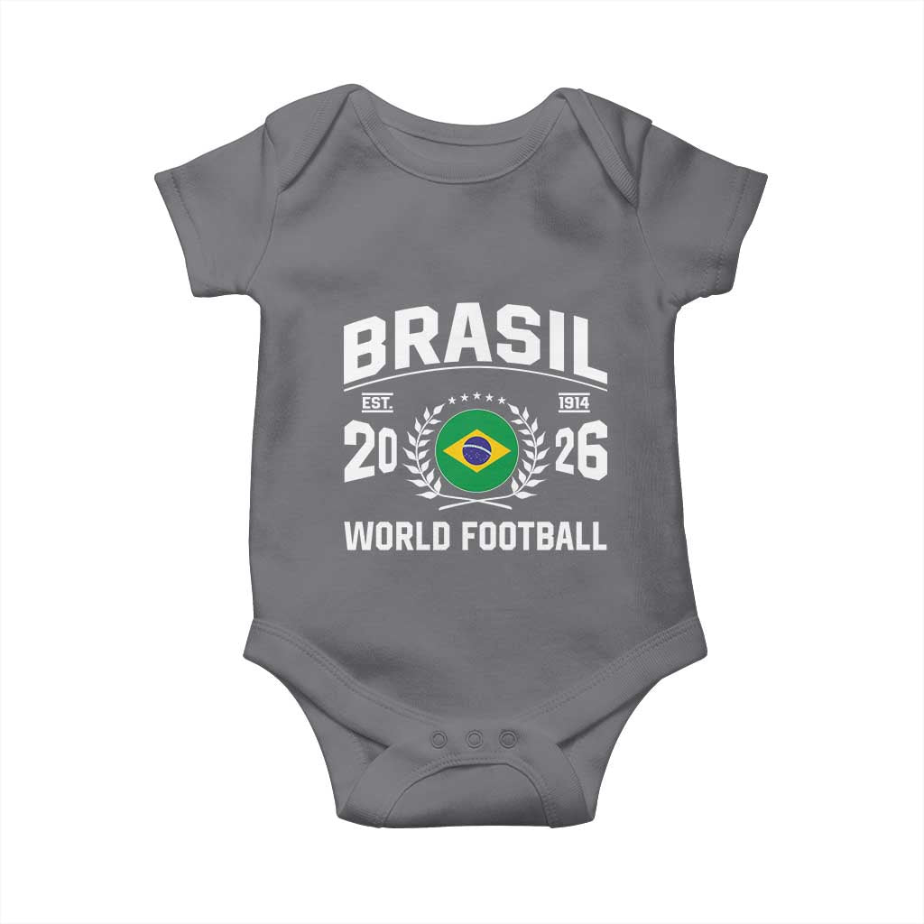 Brasil Flag Brazil Soccer Football Fan Baby Onesie TS14 Charcoal Print Your Wear